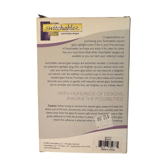 Switchables Stained Glass Night Light Cover Bunny Rabbit Vintage 2005 Easter EUC - Picture 3 of 3